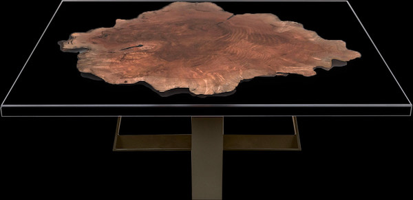 table basse tronc d'arbre epoxy